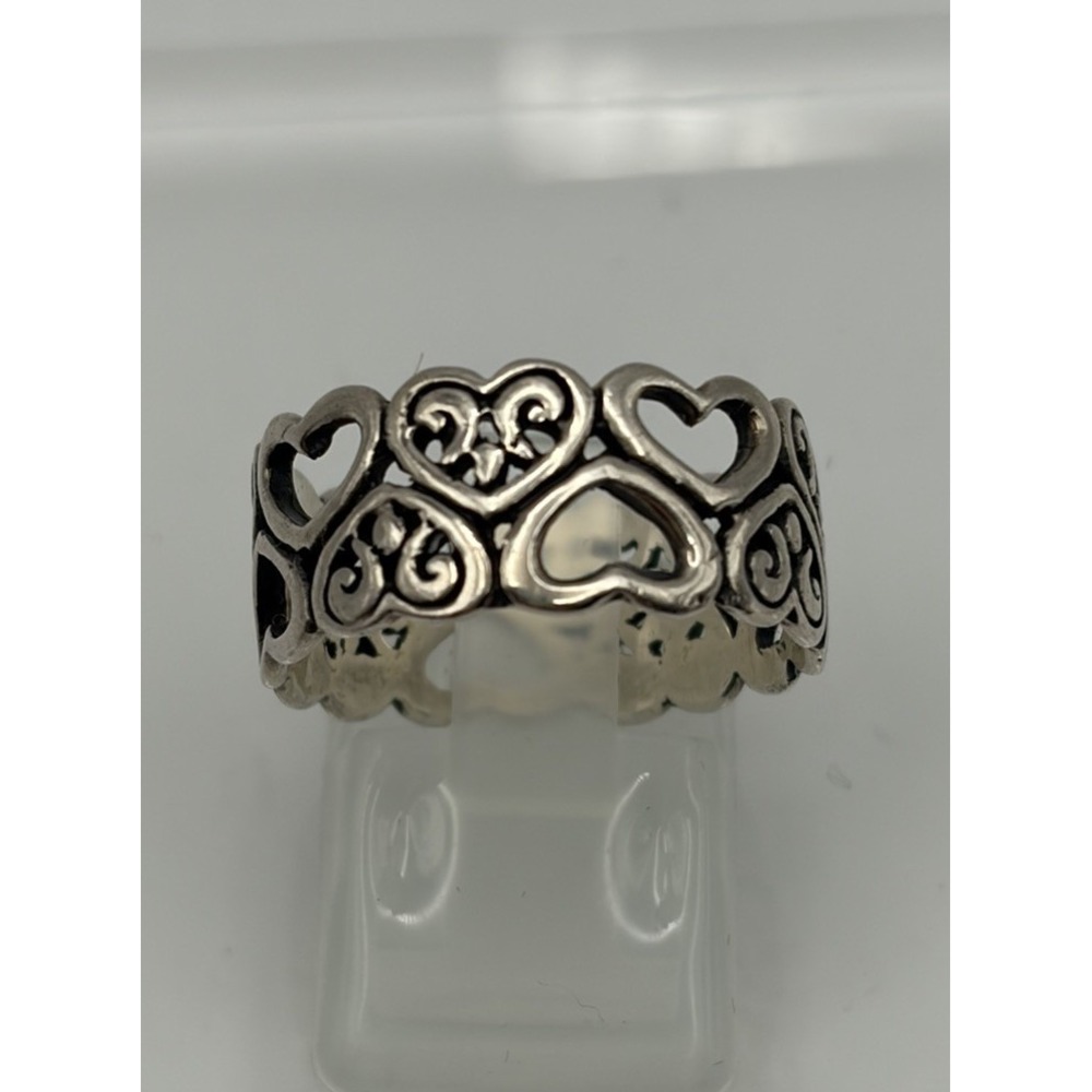Vintage Sterling Silver Ring Multi Heart Cut Out Filigree Band Size 8.5 ATI 4.6g